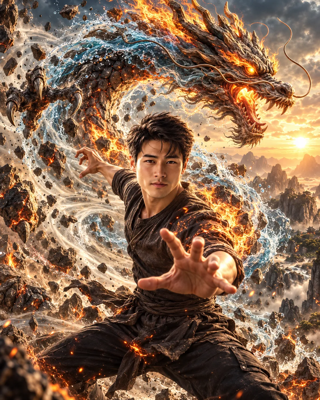 Four-Element Dragon Martial Arts Portrait output 1