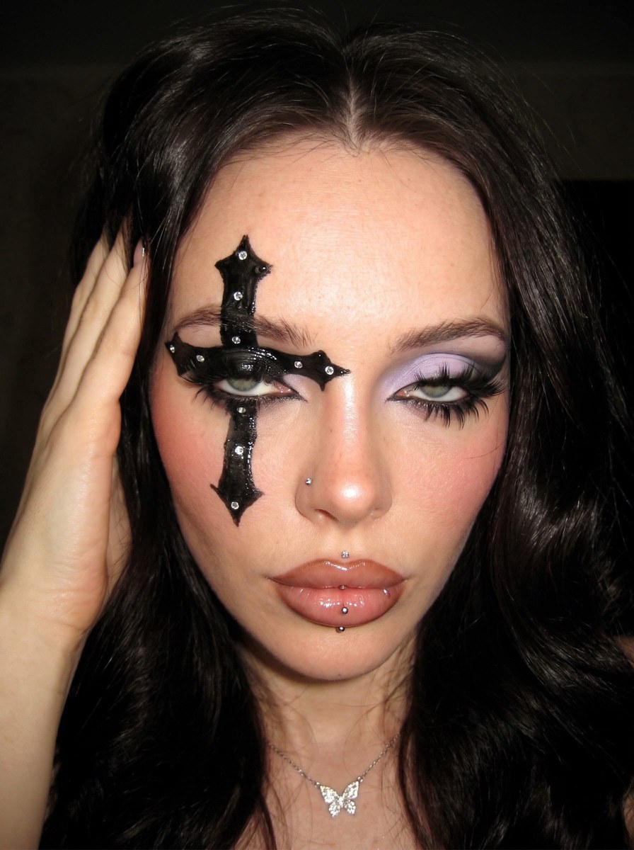 Y2K Gothic Cross Beauty Selfie output 1