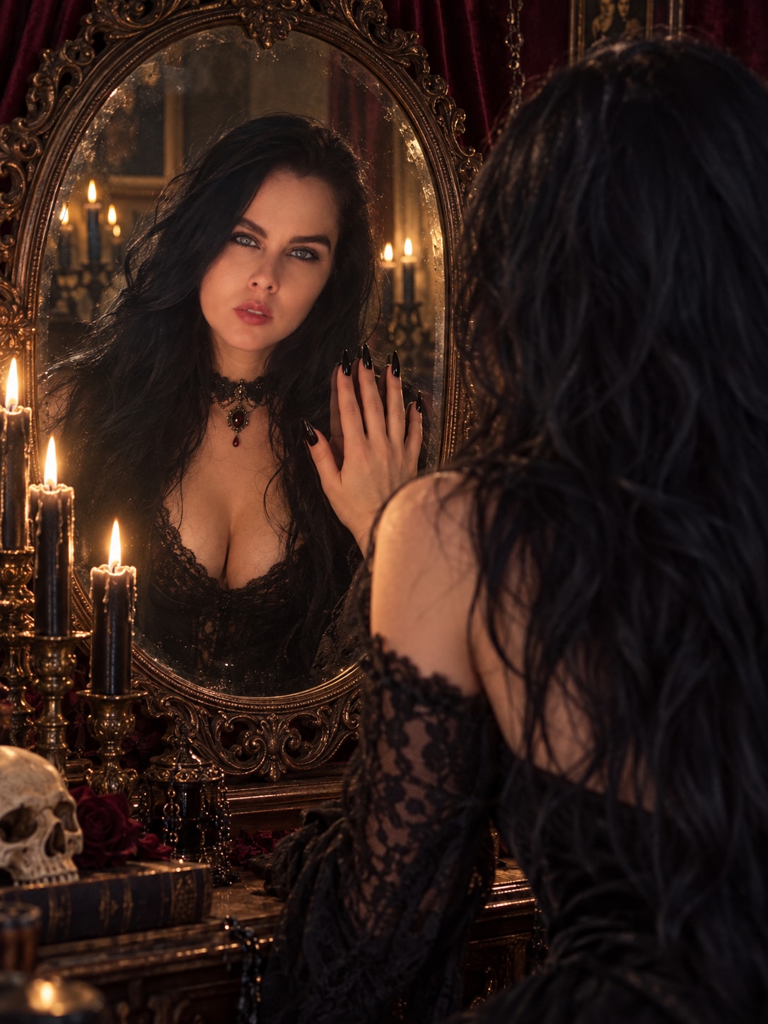 Gothic Vampire Mirror Reflection Portrait output 3