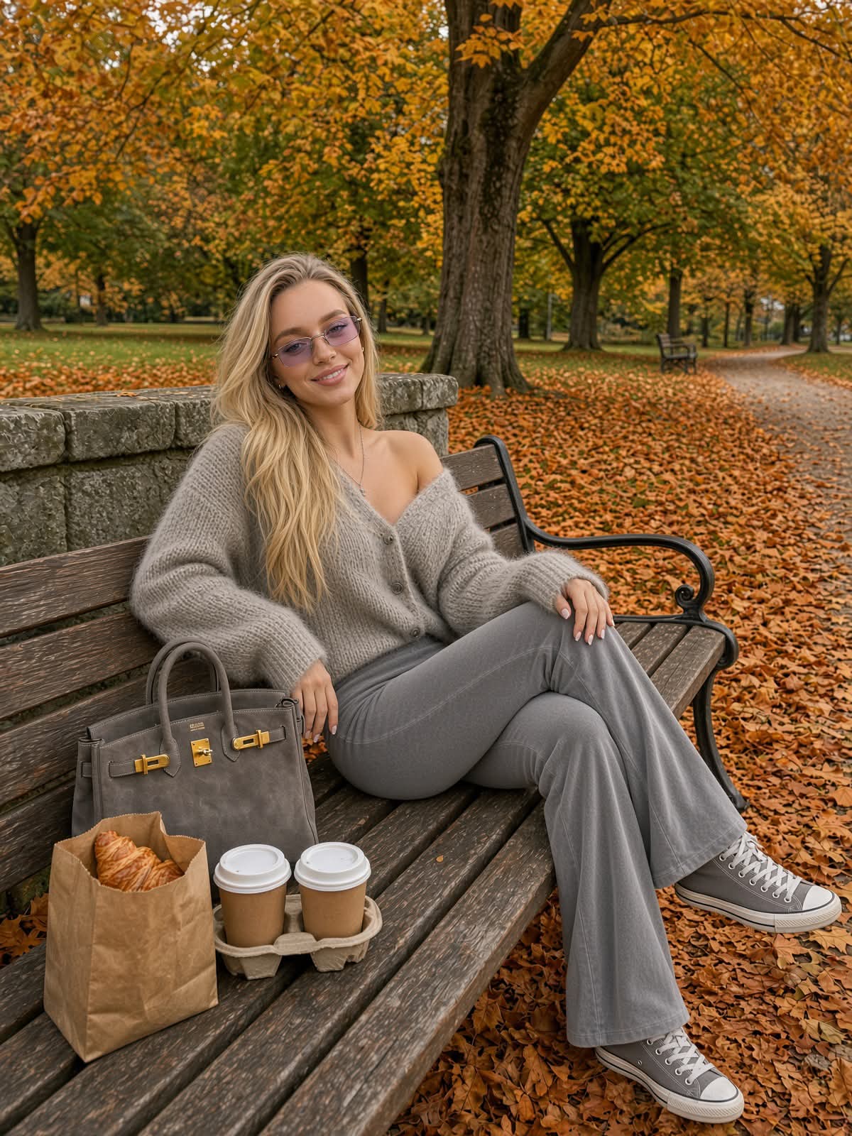 Autumn Park Bench Portrait output 2