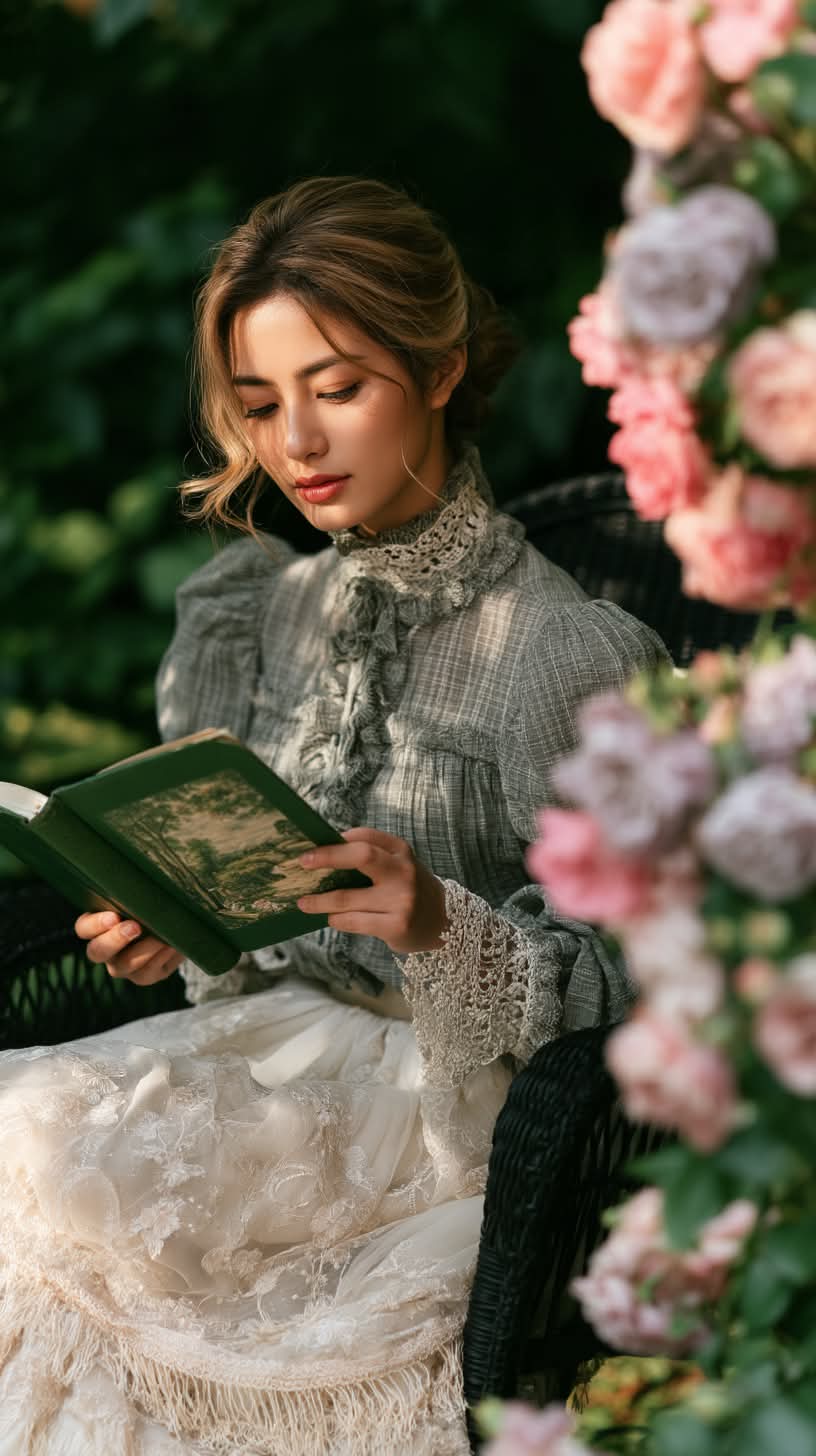 Edwardian Cottagecore Garden Reading Portrait output 1