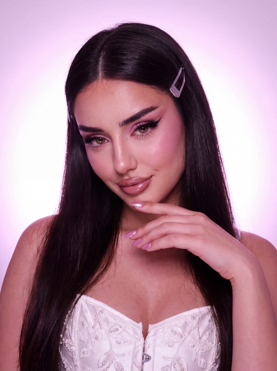 Y2K Pink Halo Glam Portrait