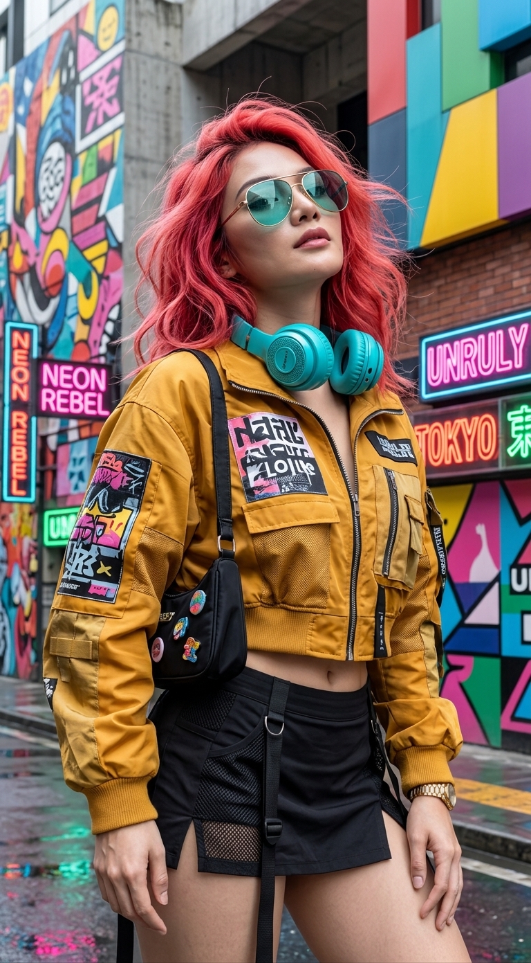 Neon Rebel: Photorealistic Streetwear Editorial output 2