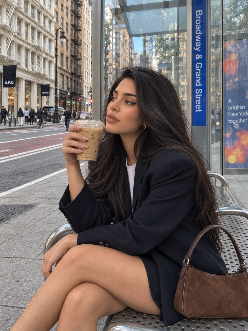 New York Bus Shelter Coffee Portrait output 1