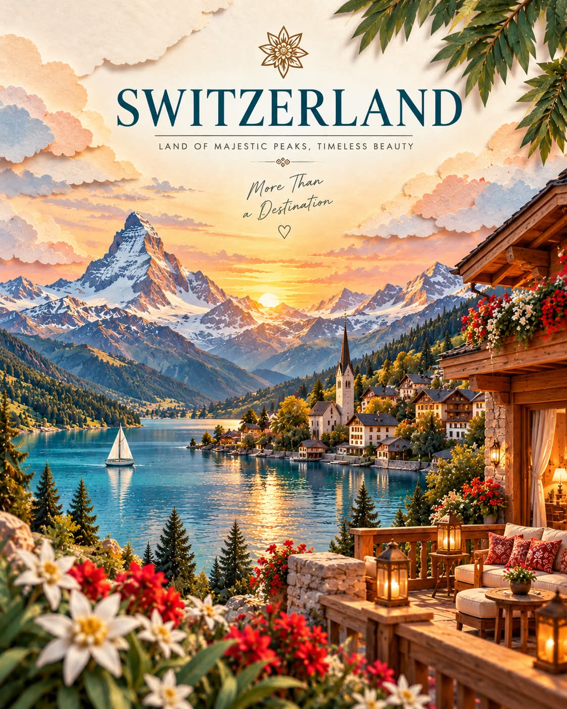 Luxury Watercolor Papercraft Travel Poster output 2