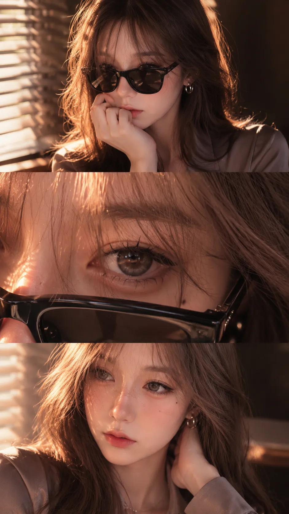 Cinematic Fashion Editorial Triptych Portrait