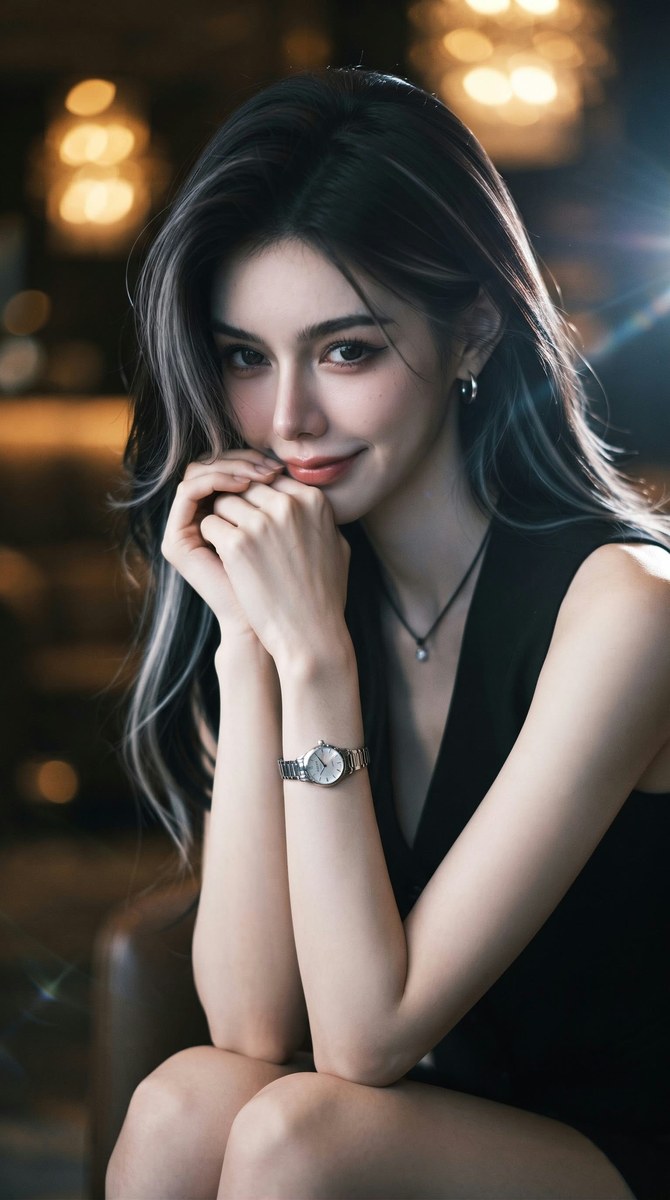 Hyperrealistic Portrait in an Elegant Lounge