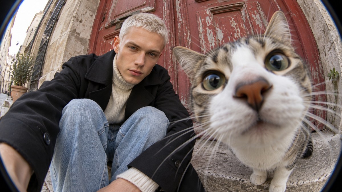 Fisheye Portrait with a Curious Cat output 1