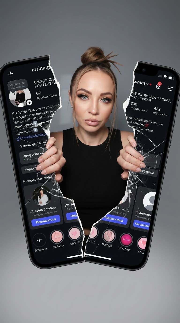 Hyperrealistic Portrait Breaking Through Torn Instagram Screens output 2