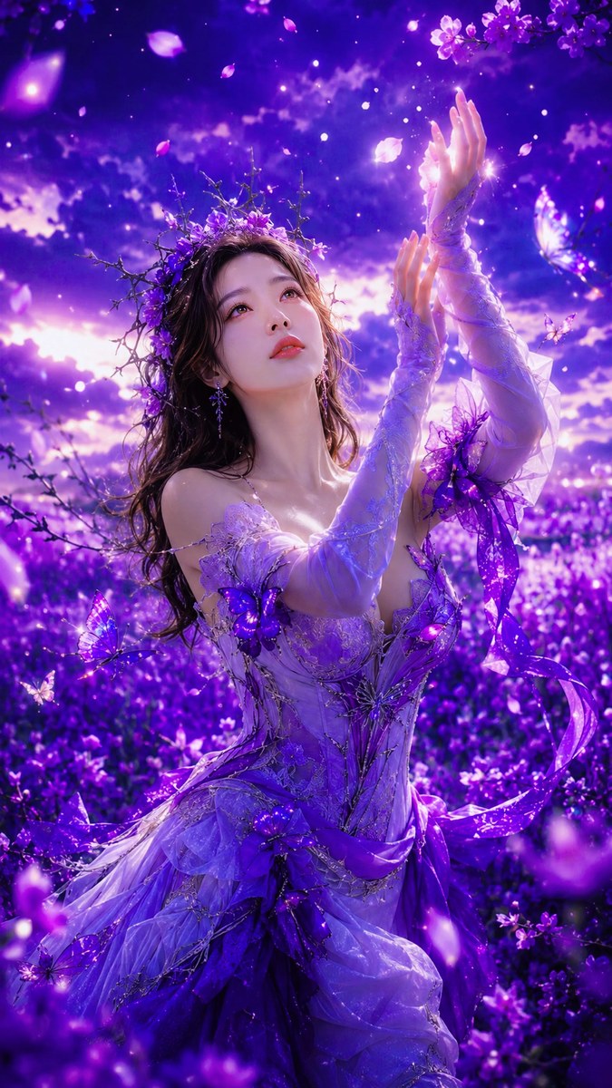 Eternal Bloom Beneath the Violet Sky
