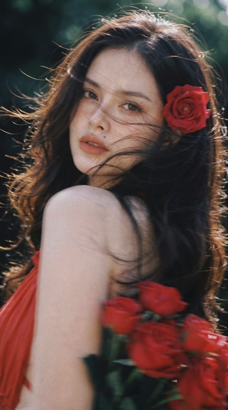 Vermillion Bloom Against Foliage output 2