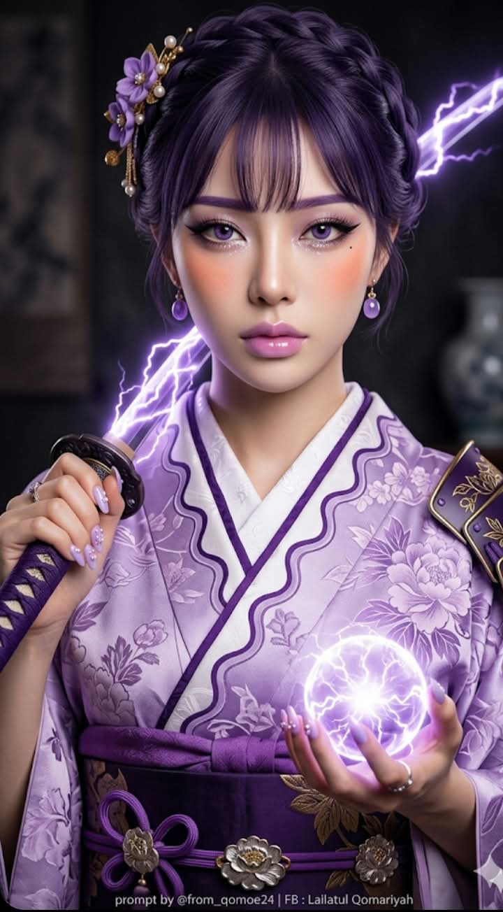 Purple Lightning Samurai Portrait output 4
