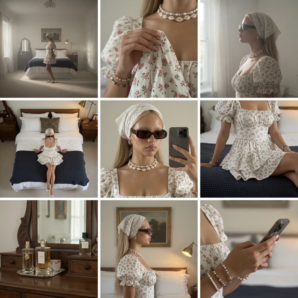 Coquette Cottagecore Mirror Selfie output 2