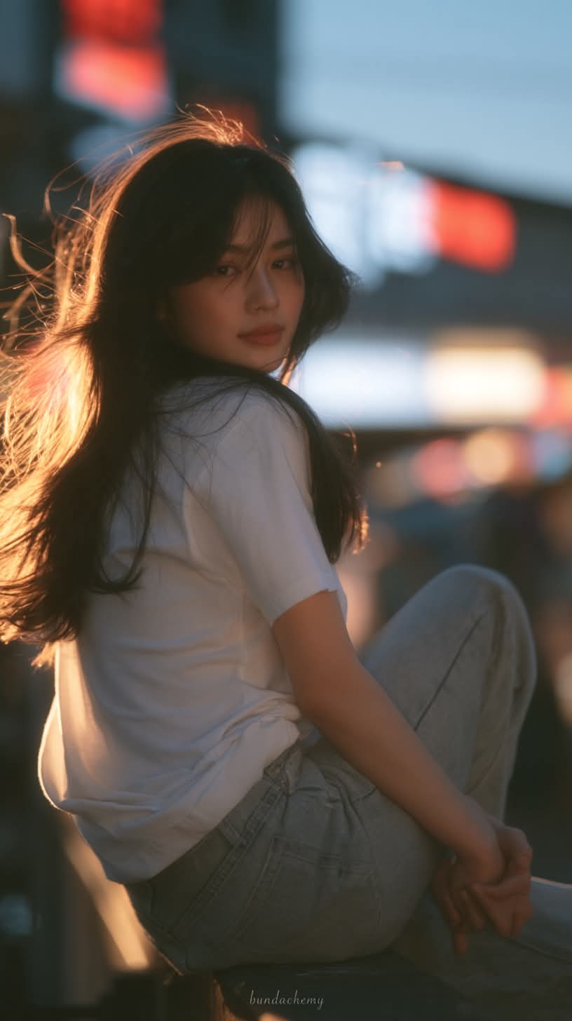 Golden-Hour City Ledge Portrait output 4