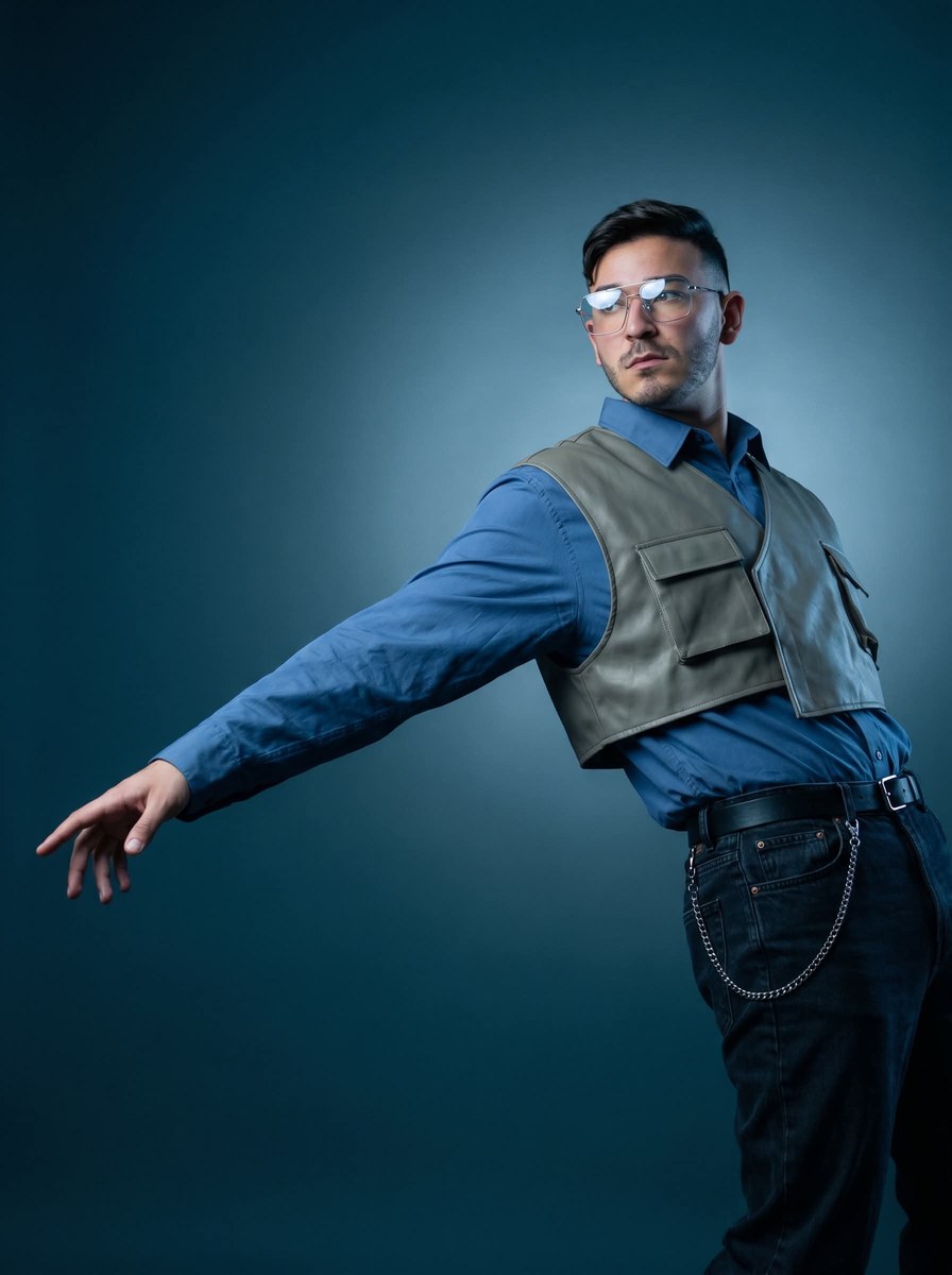 Blue-Toned Avant-Garde Fashion Editorial Portrait
