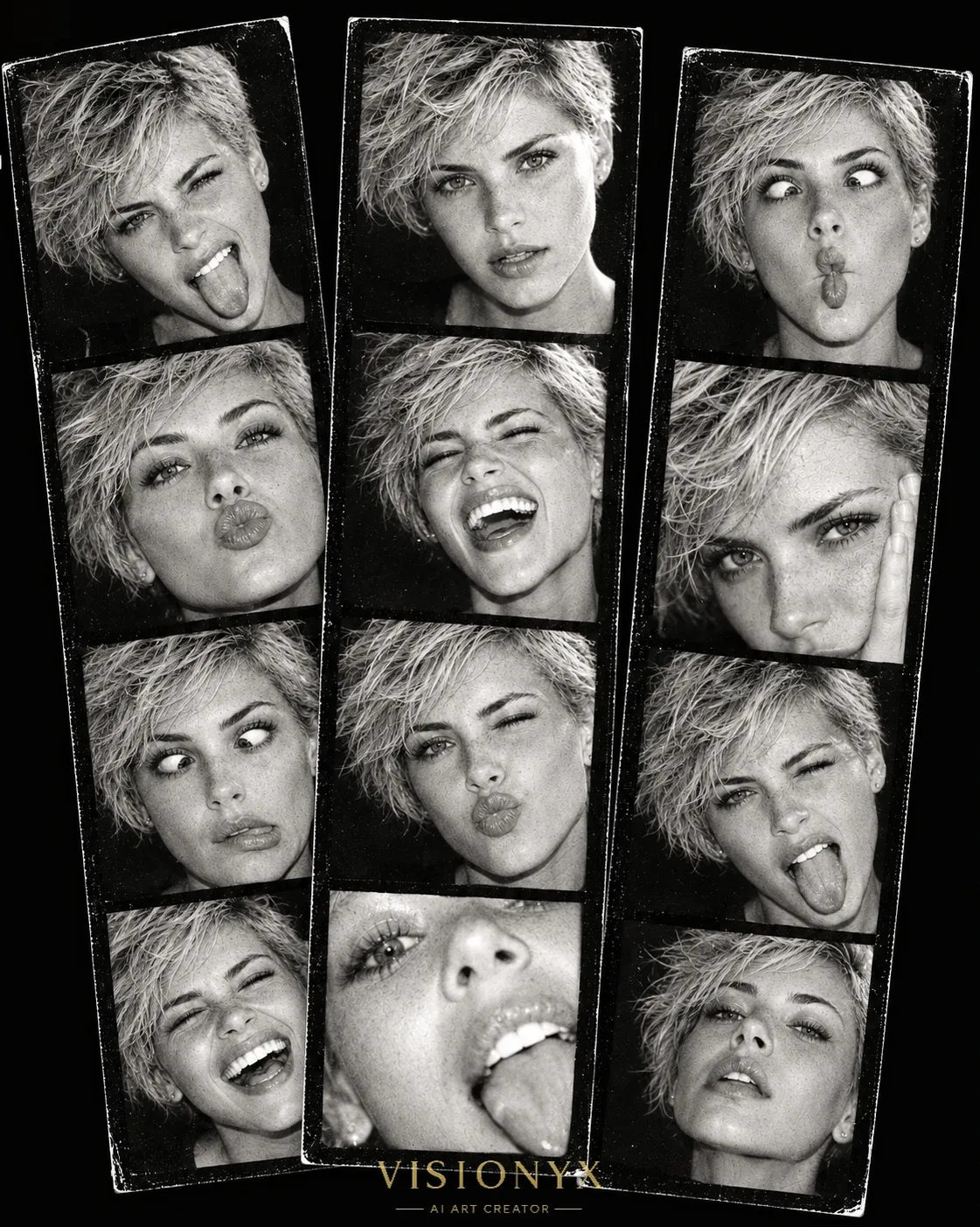 Black-and-White Photobooth Strip Collage