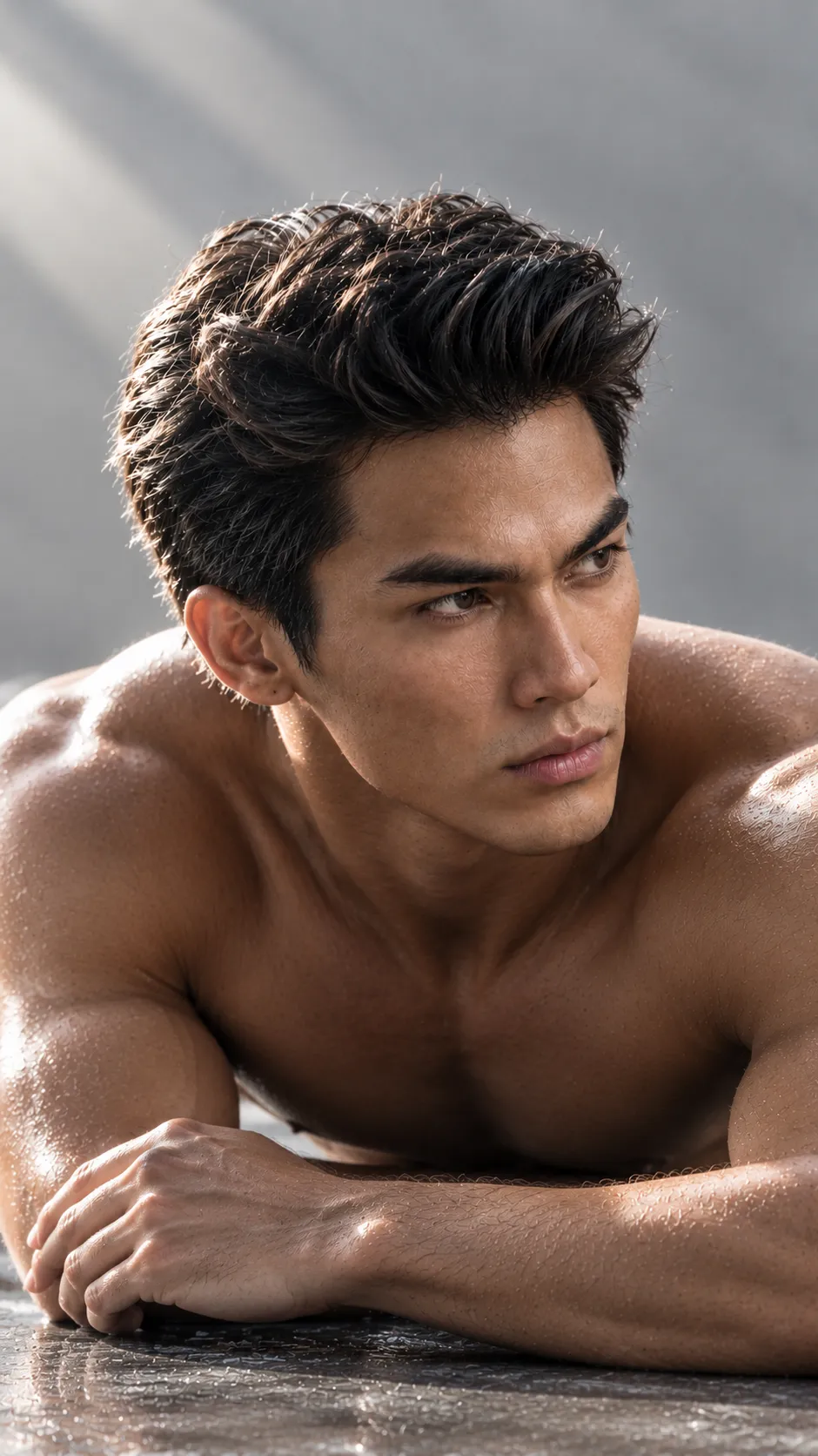 Warm Sunlit Men's Fashion Editorial Portrait output 1
