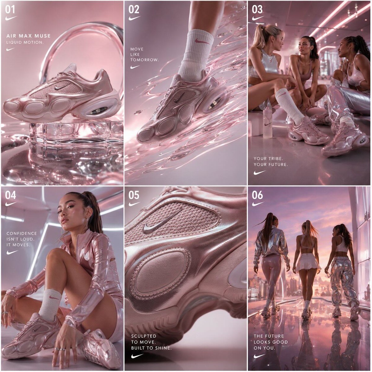Liquid Chrome Femininity — Nike Air Max Muse Campaign