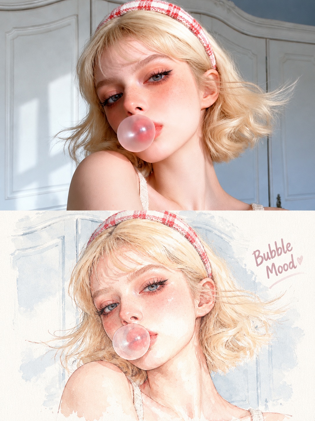 Original Photo and Japanese Transparent Watercolor Comic output 2