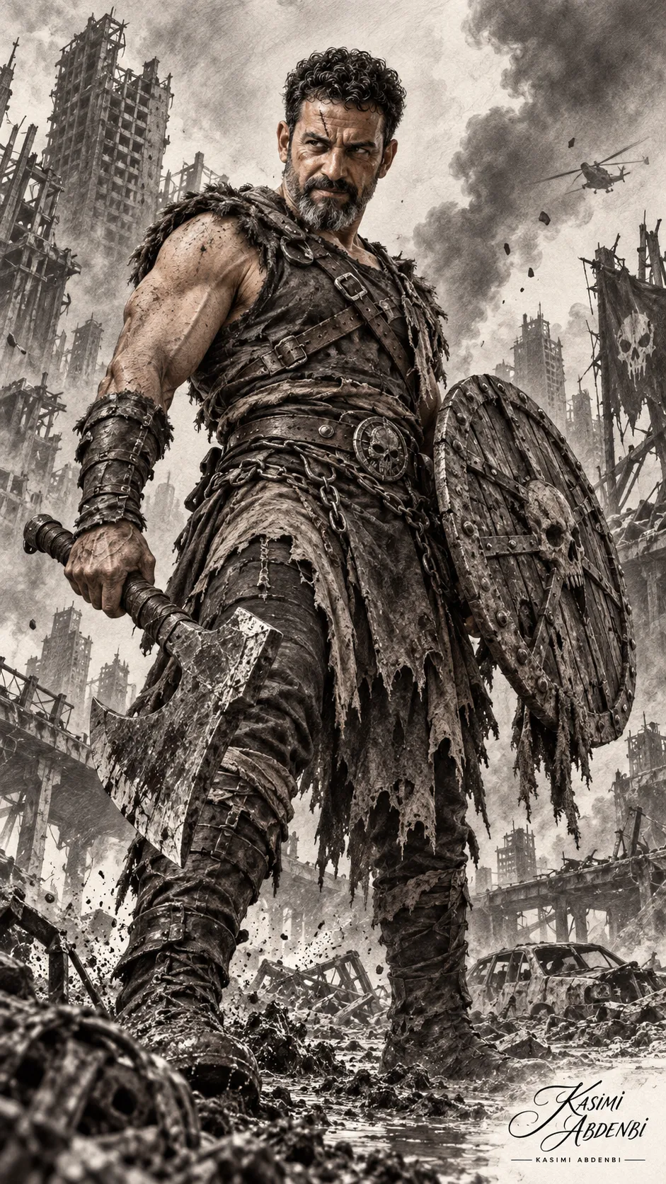 Post-Apocalyptic Barbarian Warrior Sketch output 1