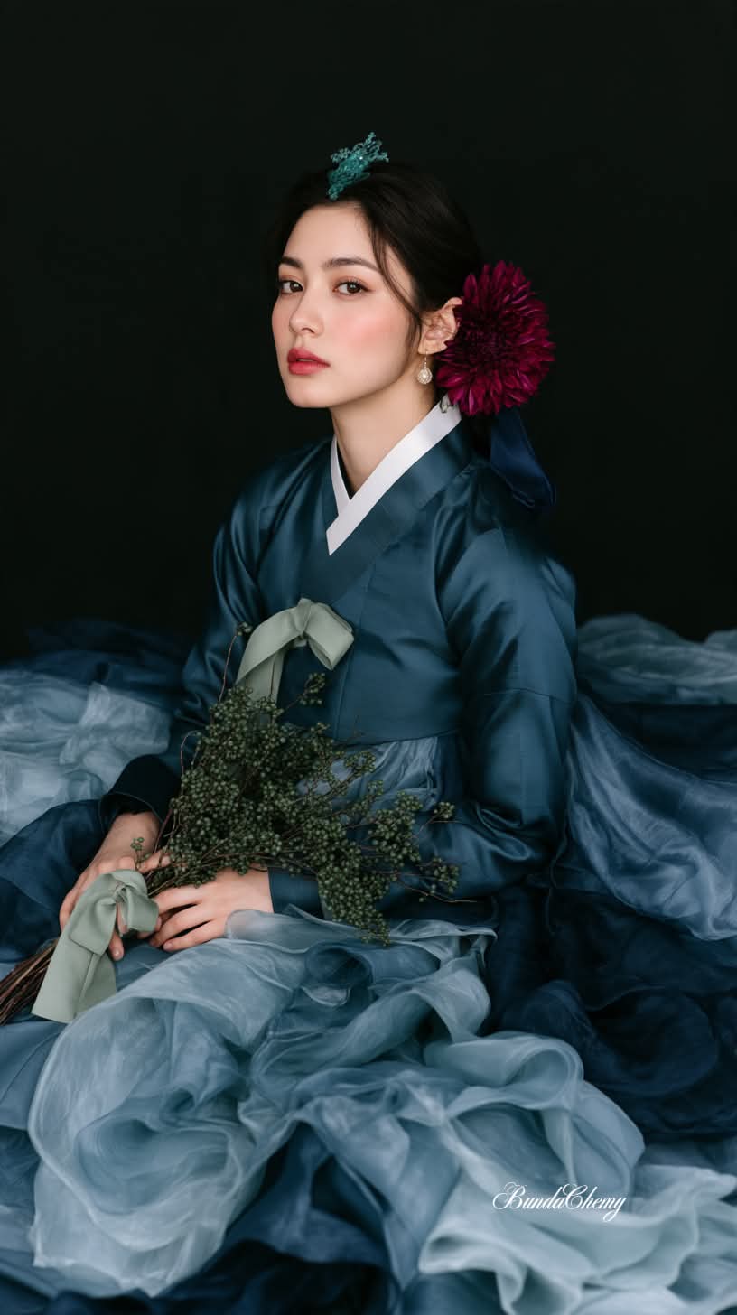 Fine Art Portrait in a Sculptural Hanbok Gown