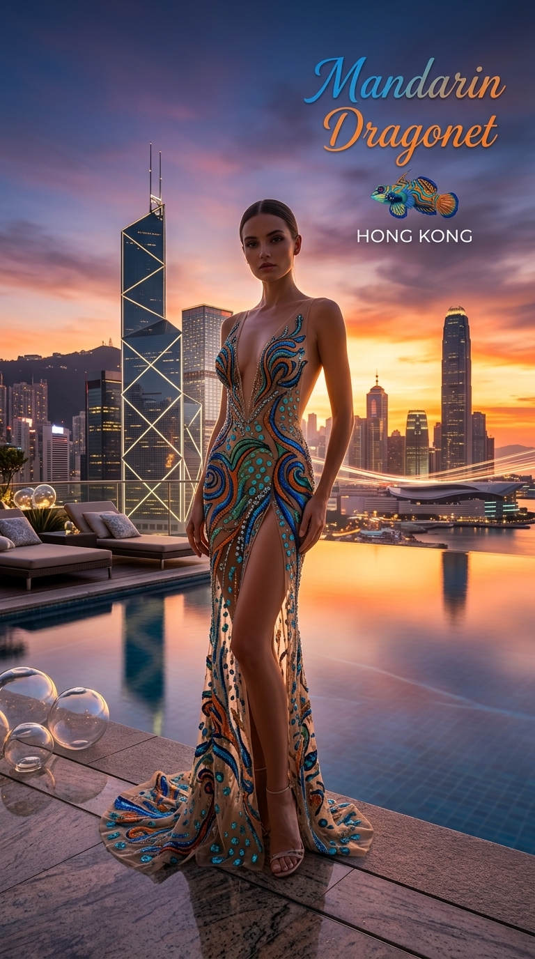 Fish-Inspired Couture Rooftop Portrait output 6