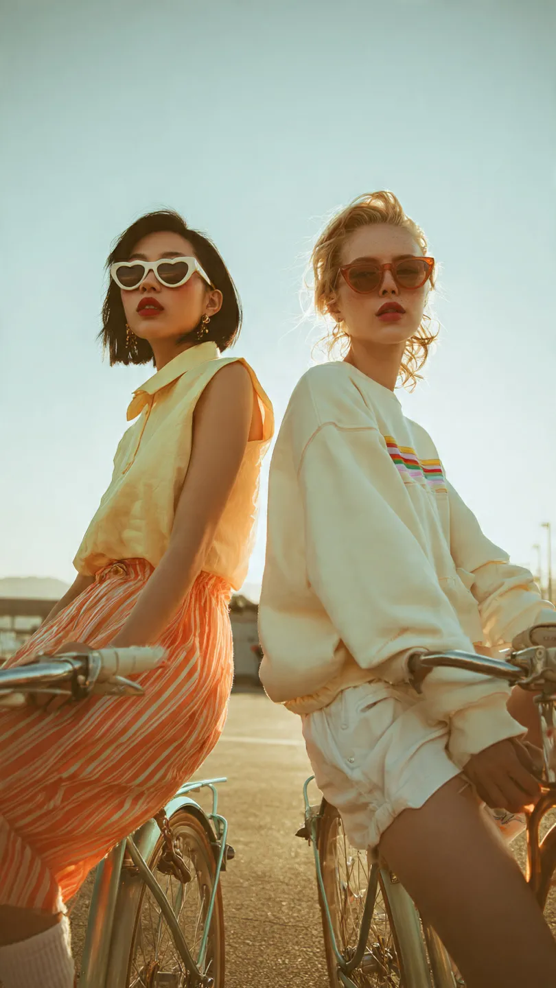 Golden-Hour Vintage Bicycle Fashion Editorial output 4