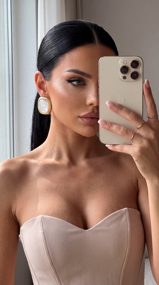 Quiet-Luxury Mirror Selfie Portrait