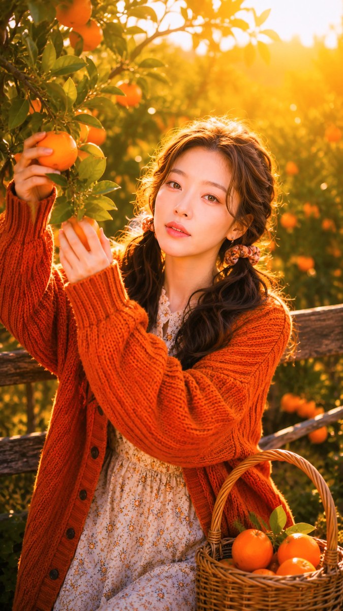 Golden Harvest of My Heart — Orange Orchard Editorial Portrait output 3