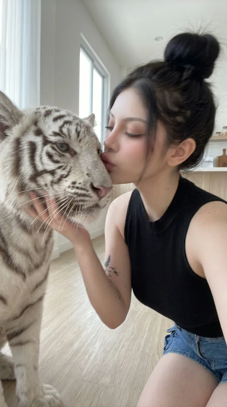 Smartphone Selfie with a White Tiger Cub output 3