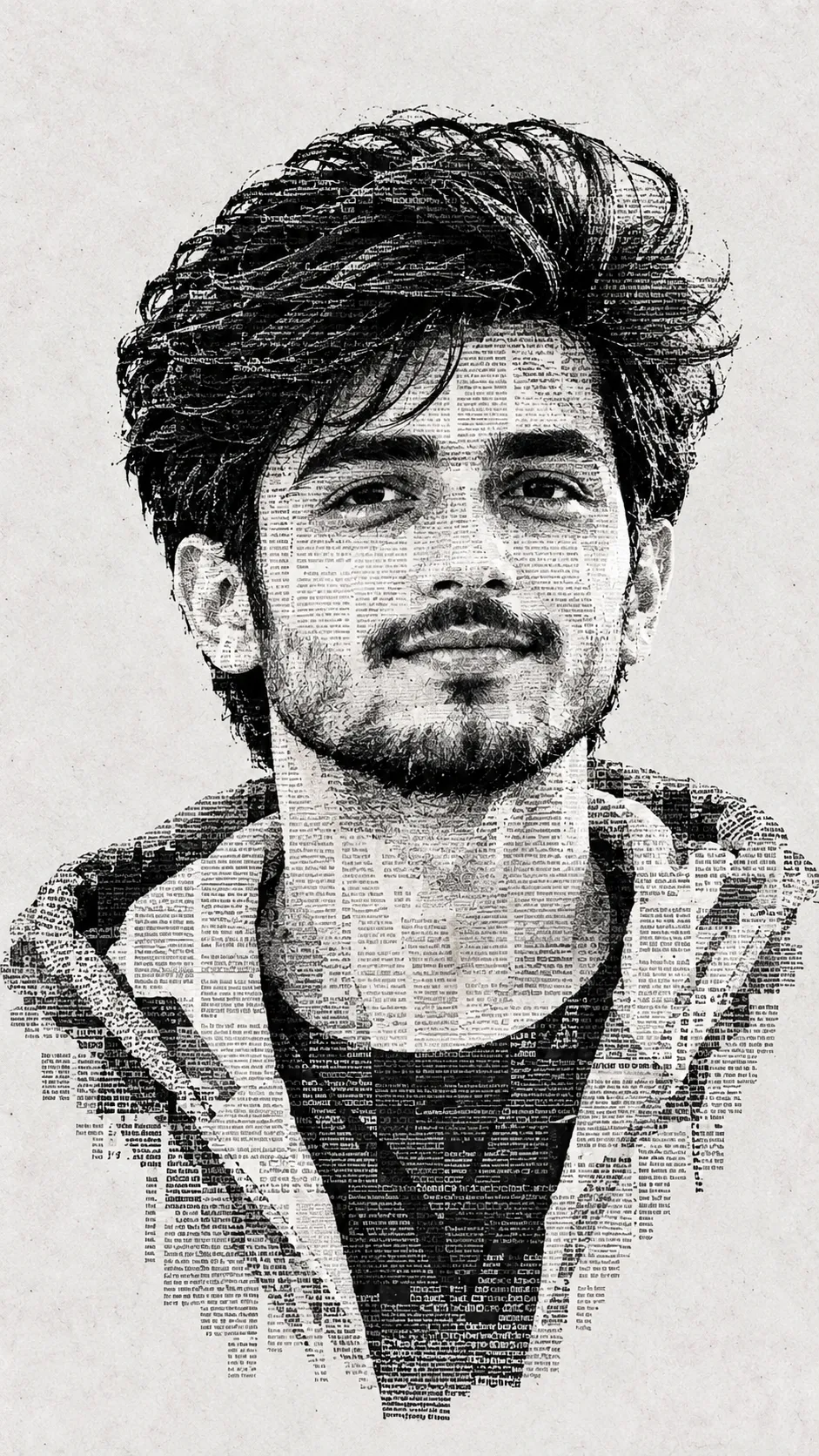 Black-and-White Newspaper Collage Portrait