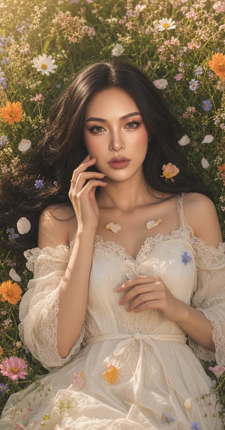 Woman in a Wildflower Meadow Portrait output 8
