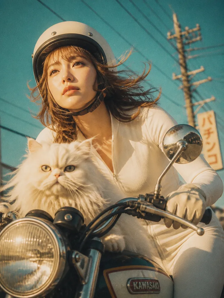 Golden-Hour Motorcycle Ride with a Persian Cat output 4