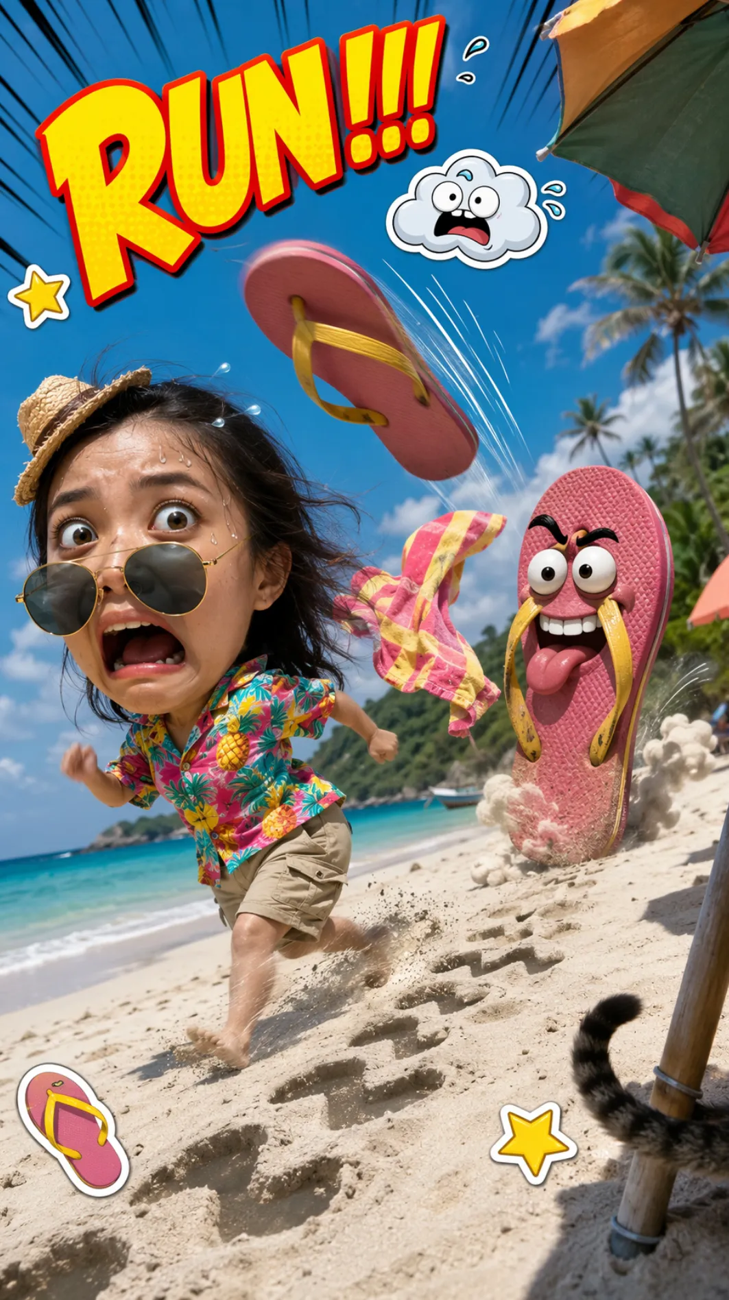 Chibi Beach Chase with Giant Flip-Flops