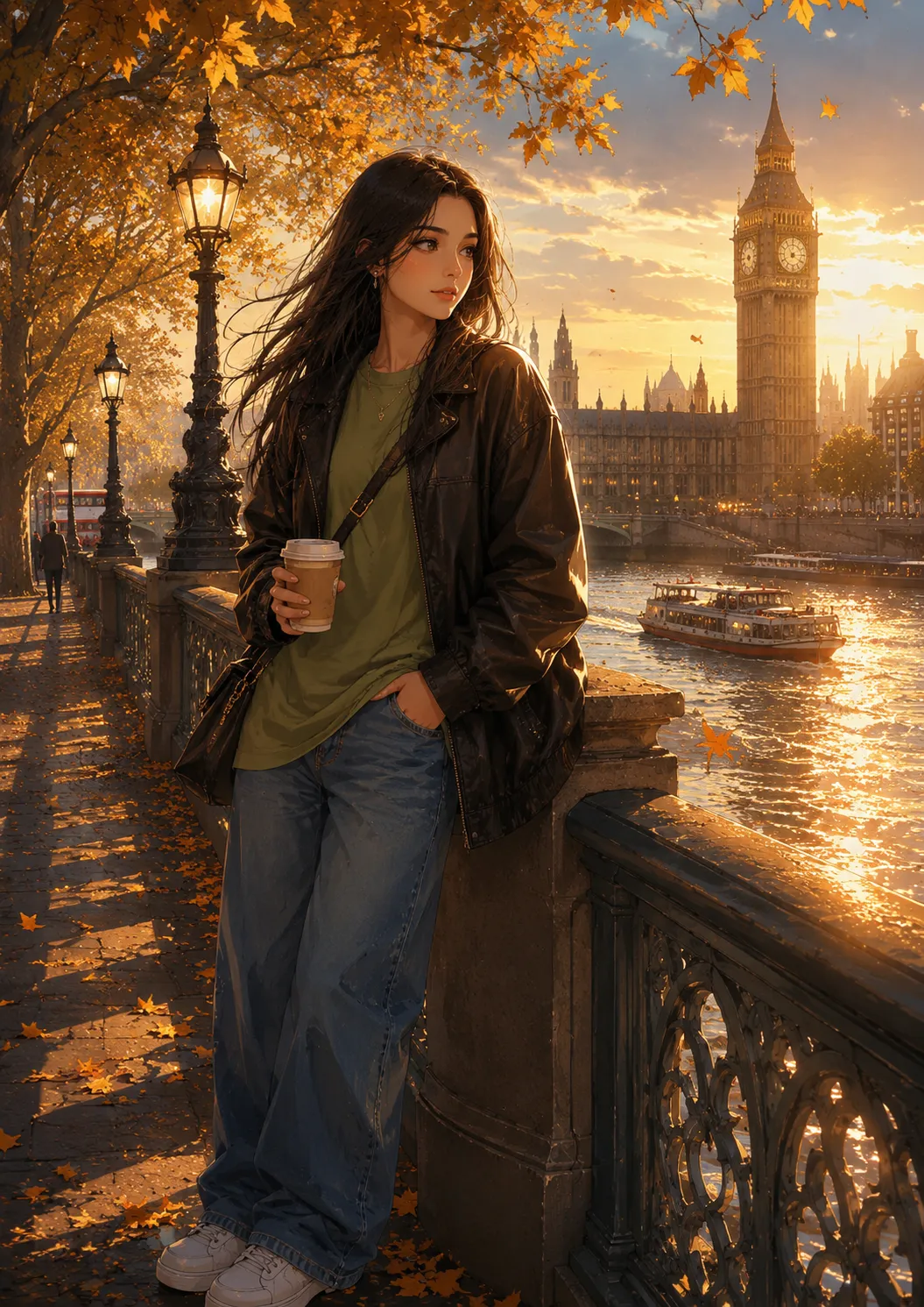 Cinematic London Autumn Anime Illustration