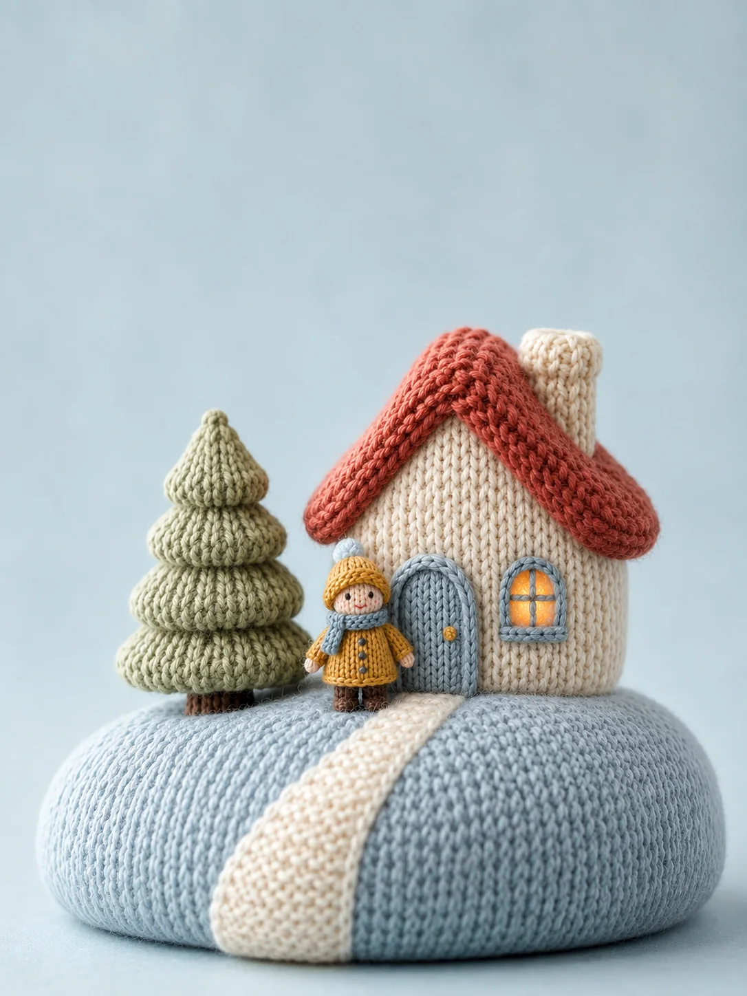 Knitted Winter Cottage Miniature