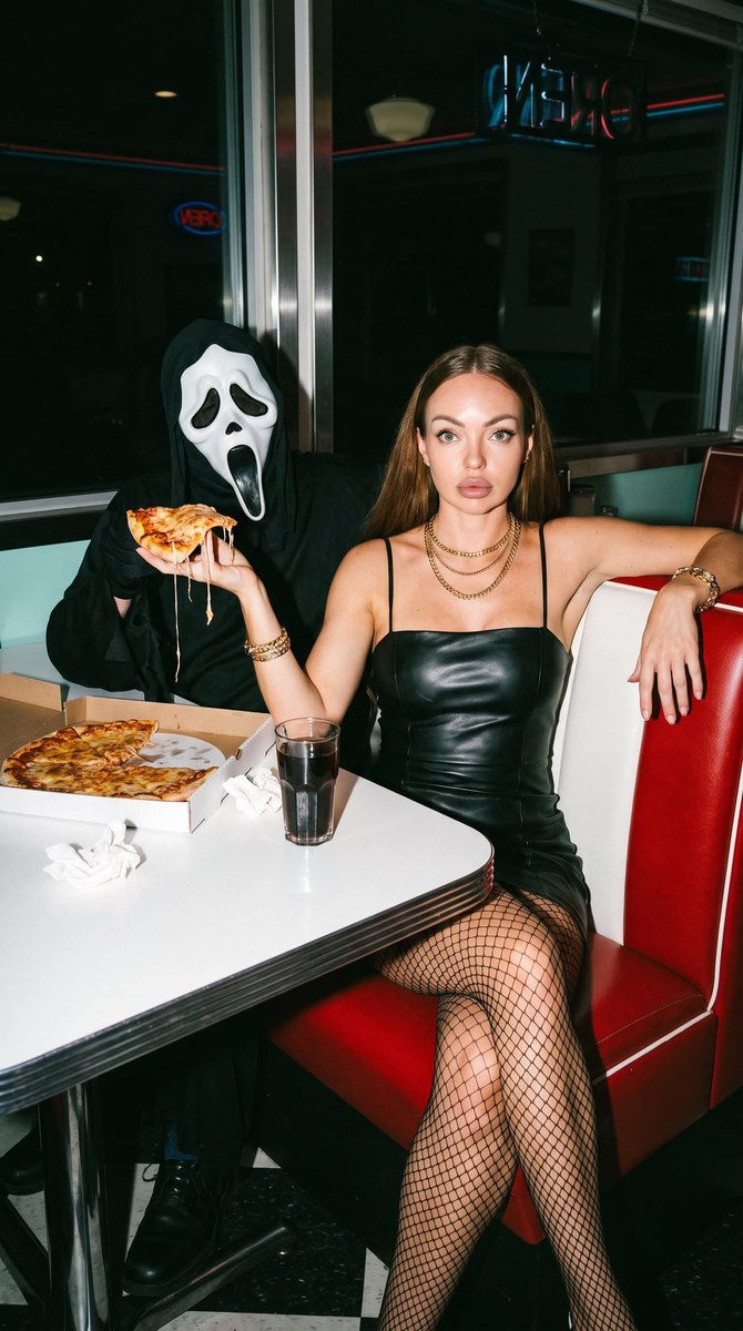 1990s Halloween Diner Portrait with Ghostface output 2