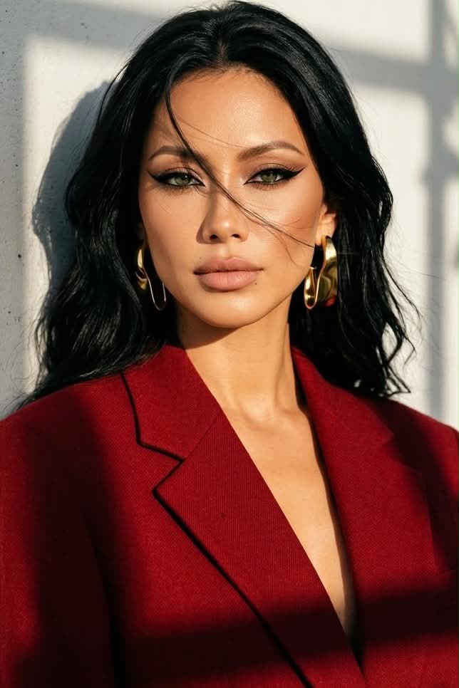 Golden-Hour Red Blazer Editorial Portrait