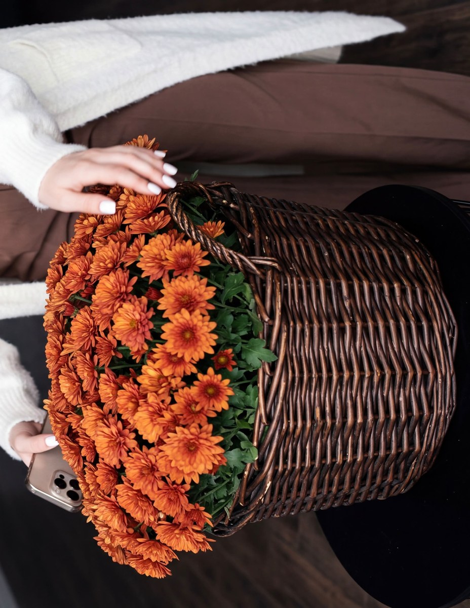 Candid Autumn Chrysanthemum Basket Portrait output 2