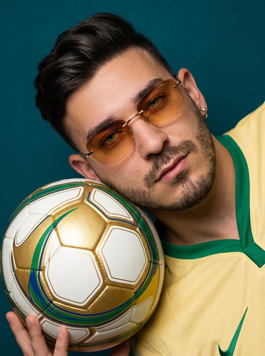 Luxury Brazil Football Fashion Editorial Portrait output 1