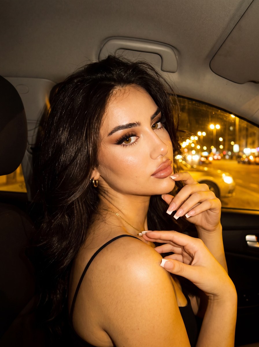 Golden Flash Glam Nighttime Car Portrait output 1