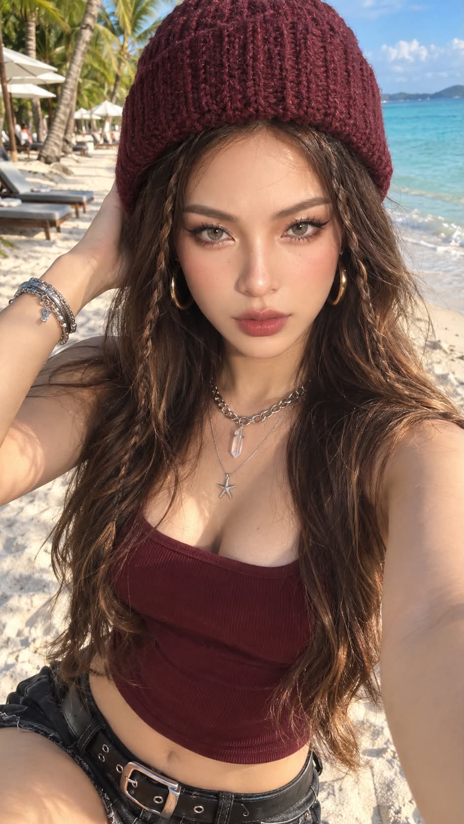 Confident Tropical Beach Selfie output 4