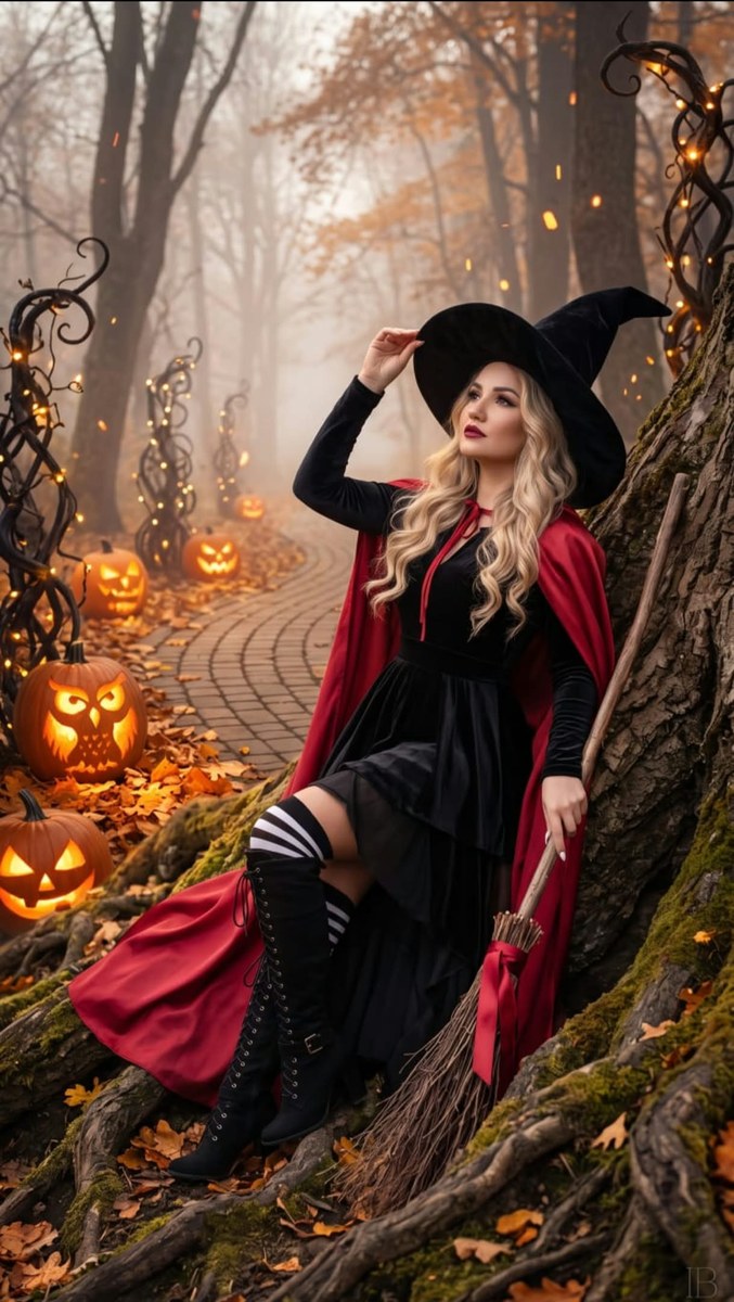 Cinematic Halloween Witch Fashion Editorial