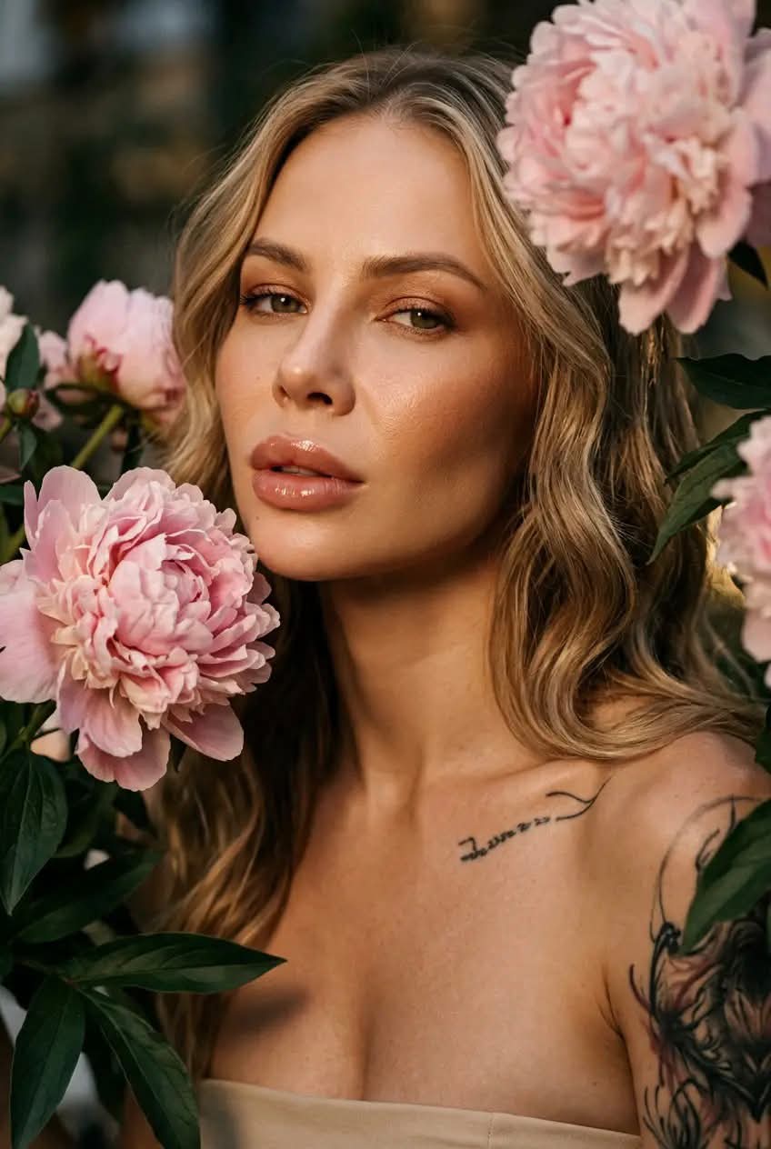 Peonies and Warm Light Beauty Portrait output 2