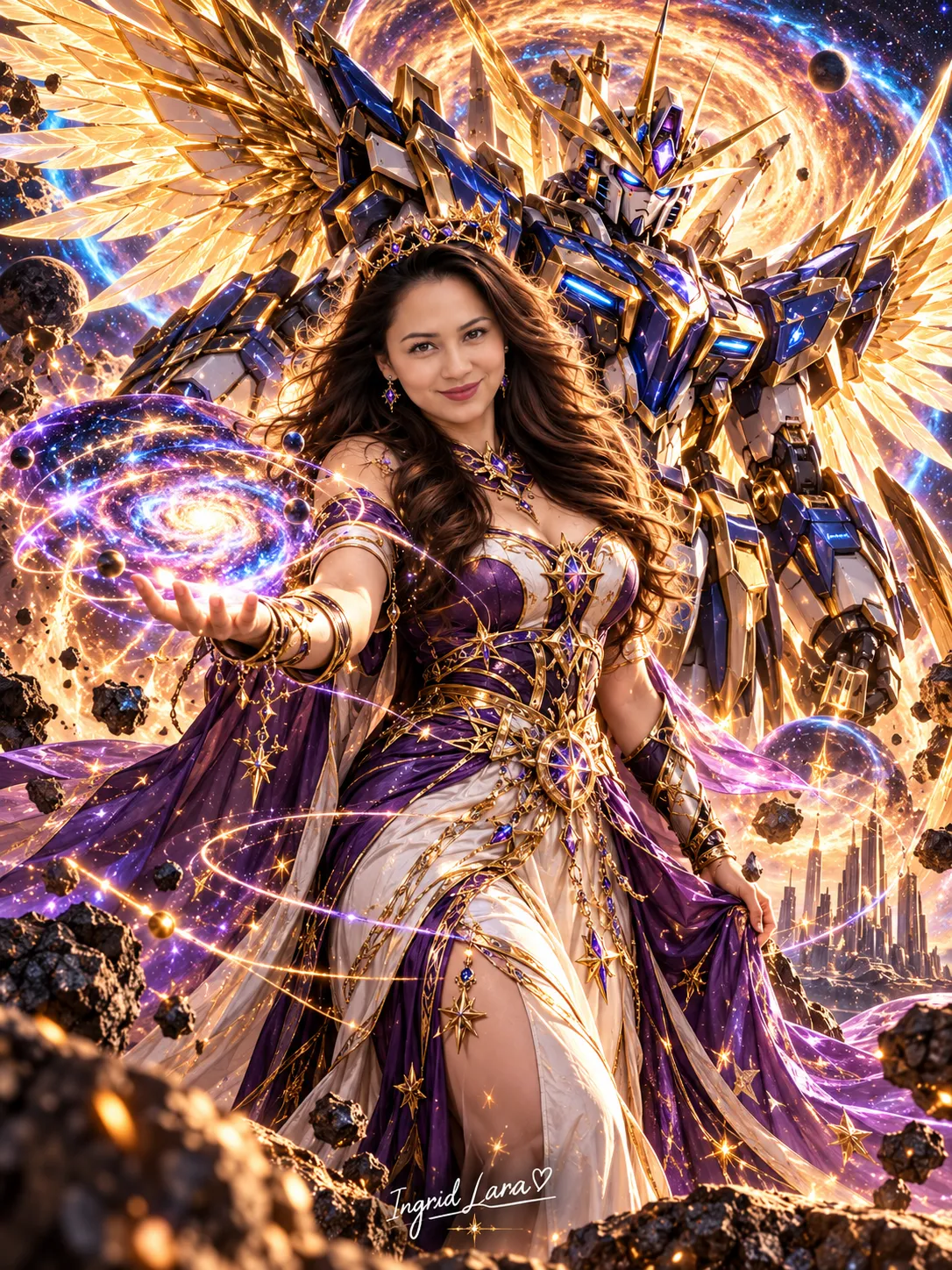 Cosmic Queen Portrait with Celestial Guardian output 1