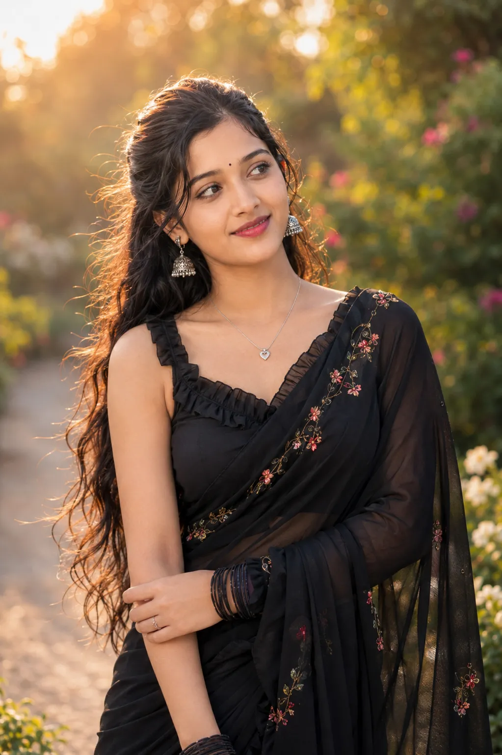 Golden-Hour Saree Editorial Portrait