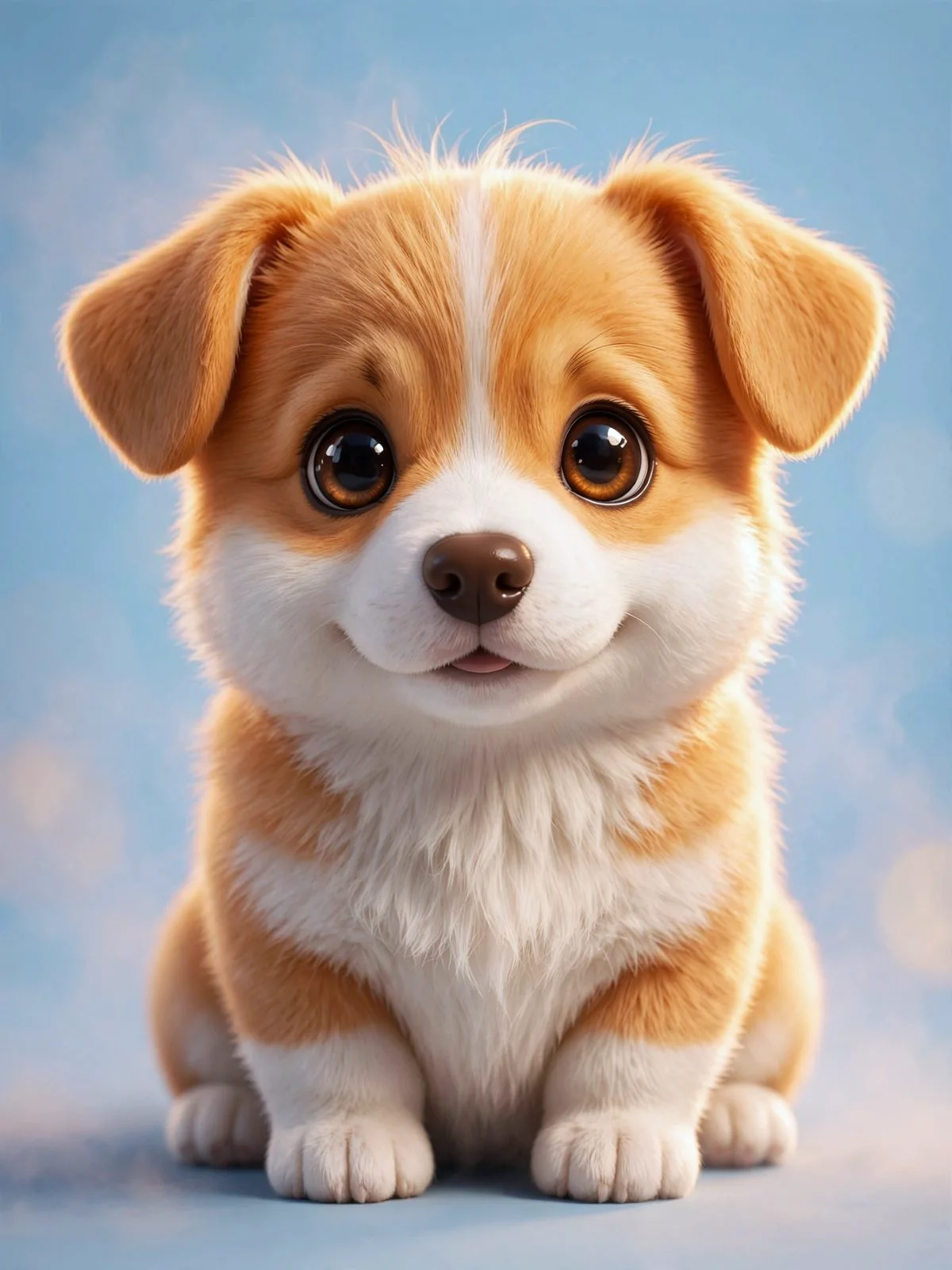 Stylized 3D Corgi Puppy Portrait