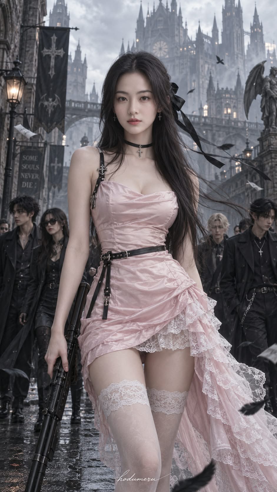 Ice-Pink Gothic Fashion Editorial in Gotham