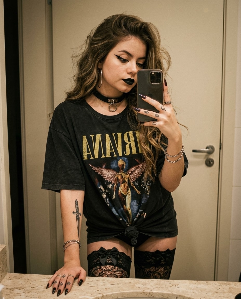 Grunge Vintage Mirror Selfie