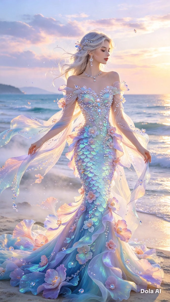 Iridescent Mermaid Gown at Dawn output 3